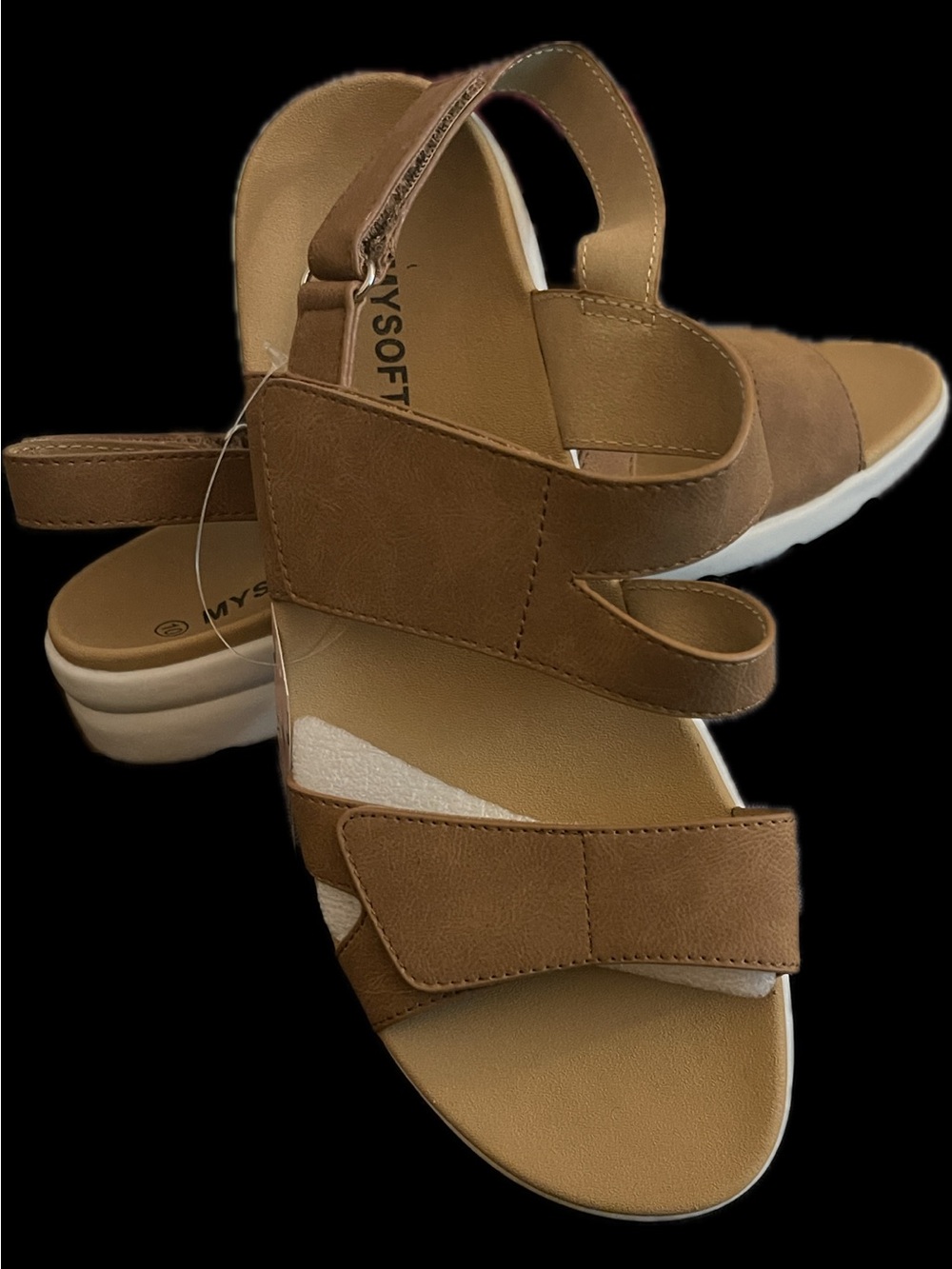 Women's Adjustable Tan Sandals with Cushioned Footbed